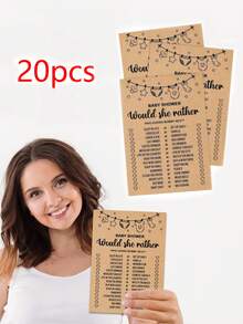 10/20pcs Baby Shower Game Cards, "She'd Rather..." Baby Shower Game, Rustic Bridal Shower Or Bachelorette Party Game, "Dad Or Mom" Game, Fun Activity Cards, Neutral Design, Creative Baby Shower - Multicolor - View 9