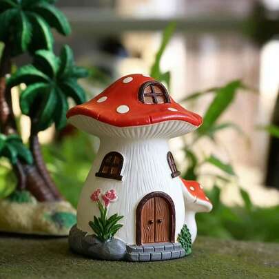 1 Tượng trang trí hình nấm bằng nhựa resin sáng tạo và vui nhộn, hoàn hảo để trang trí sân, bãi cỏ, vườn và các tượng ngoài trời.