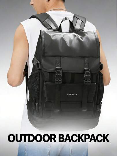 Men's Waterproof Outdoor Backpack Large Capacity Travel Rucksack Casual Commuter Backpack Adjustable Straps Functional Outdoor Travel Bag