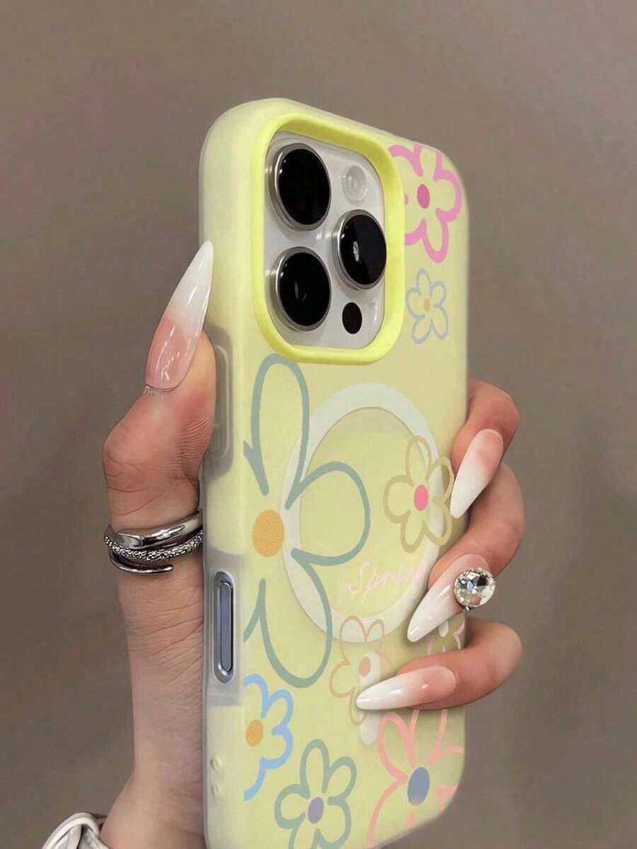 1Pc Spring Flower Pattern Jelly2-In-1 Magnetic PhoneCase,Couples Phone Valentine'S Day,Compatible With IPhone15/15Pro/15Plus/15ProMax/16/16Pro/16Plus/16ProMax/17/17Pro/17 Pro/14 Pro/14Pro/14/13/12/13Pro/13Pro/12 Pro/12Pro/11/11Promax/11Pro,Fashionable FlowerPatternJelly2-In-1 Magnetic Phone Protective Design,Birthday Giftforros Para Phone,Fundas Phone,Cute Phone,Phone 17 Pro,Cover, P2RG - Color - View 1