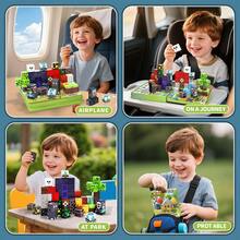 49-150块磁性积木，磁性立方体游戏带铁盒，STEM感官户外创意儿童玩具，适合3岁以上男孩女孩，万圣节主题 - 彩色 - 查看 6