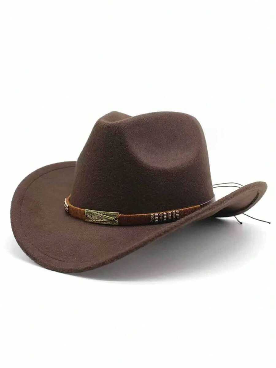 1 chiếc mũ len denim kiểu Âu và Mỹ mùa xuân/hè, mũ vành rộng che nắng unisex, mũ nhạc Jazz - Mũ đinh tán bện - Xem 1