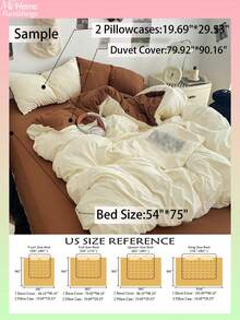 3pcs Set, Duvet Cover & 2 Pillowcases, Soft & Comfortable Bedding, Available In Multiple Colors, Suitable For Dorm Room Or Home Decor, Machine Washable, No Filling - Light Yellow - View 3
