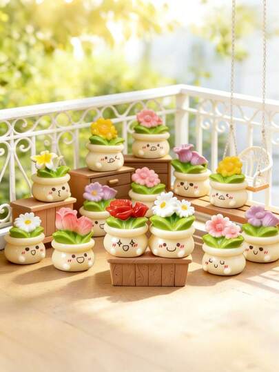 8pcs/4pcs/1pc Mini Creative Flowerpot Decor - Various Expression Decor Accessories - Resin Micro Model Landscape Decor, Micro Landscape Creative Expression Flowerpot Dollhouse, DIY Decor Accessories, Mini Car/Desktop Small Decor, Suitable For Succulent Plant Lovers Gift (Random Delivery)
