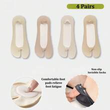 1/4 Pairs Women's Toe Separator Socks, Ladies' Ultra-Thin Loafer Socks, Non-Slip Low Vamp Invisible Socks, Cushioned Fatigue Relief Socks, Suitable For High Heels, Toe Socks - Multicolor - View 21