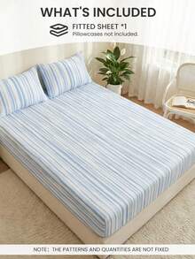 1件印花床笠，柔软、防皱、透气，适用于9英寸床垫，适合各种床型，卧室装饰，床上用品，蓬松舒适，女士礼物，大号/特大号床品，可机洗，通过Oeko-Tex认证 - 彩色 - 查看 3