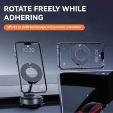 Giá đỡ điện thoại từ tính hút chân không cho ô tô, xoay 360°, giá đỡ cốc hút đa năng cho bảng điều khiển ô tô, giá đỡ điện thoại từ tính ổn định tương thích với Apple 17 16 15 14 13 Pro Max. - màu đen - Xem 8