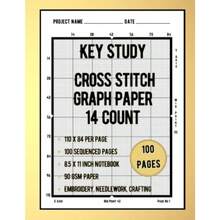 KEY Study Cross Stitch Graph Paper 14 Count - 110 x 84 Stitches/Page: 8.5 x 11" Inch Notebook. Perfect for Embroidery Patterns Needlework Designs and DIY Crafting - como en la foto - Ver 3