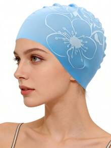 Printed Silicone Swimming Cap - Highly Elastic Silicone Swimming Cap - Suitable For Outdoor Water Sports, Durable Swimming Accessory - Ear Protection, Suitable For Long Curly Hair - Adult Training, Beach Essential, Beach Accessory, Ideal For Pool Floats - Multicolor - View 17