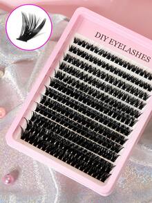 240pcs D-Curl Fluffy Cluster False Eyelashes, 40D/80D Thickened Faux Mink Fur, 9-18mm Mixed Length 0.07mm Fine Fiber, 3D Russian Dense Medium Density, Create Natural Charming Cat Eye Makeup, Reusable, Suitable For Beginners, Daily, Party, Halloween, Christmas - D - View 3