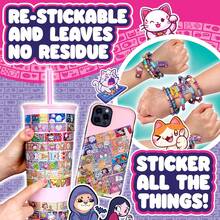 80/190张儿童贴纸手链，适合女孩派对，可分享，生日礼物袋填充物，课堂奖励，儿童DIY首饰制作套装，派对用品散装贴纸 - 粉色 - 查看 6