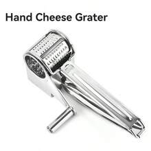 多功能旋转不锈钢奶酪刨丝器，安全可靠，手摇式旋转奶酪刨丝器，姜刨丝器，创意厨房奶酪刨丝器，操作简便高效，加厚不锈钢材质，易于清洁，厨房必备。 - 查看 11