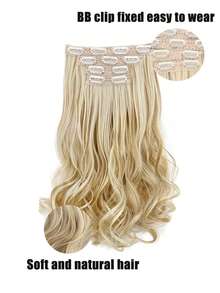 14inchHair Extensions Clip In, 4PCS Wavy Hair Extension, Dark Blonde With Highlights Hair Extensions For Women - Multicolor - View 5