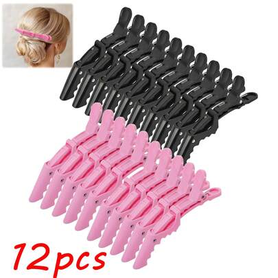 12pcs/Set Removable Crocodile Clips, Multi-Functional Hair Clips, Bangs Clips, Suitable For Men And Women, Wide Slot Design With Double Hinges, Suitable For Daily Use, Hair Salon Styling, Duck Mouth Clips, Holiday Essential (12/6/1 Piece Set)