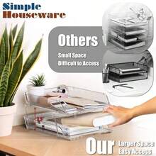 Simple Houseware - Organizador de bandeja de cartas apilable transparente de 2 niveles soporte para archivos de computadora para papel A4/tamaño carta clasificador de documentos organizador de - Claro - Ver 2