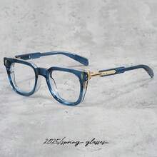 Limited Edition Handmade Retro Design Eyeglass Frame In Mint Translucent Green, Fresh And Artistic - Đen và xám - Xem 1