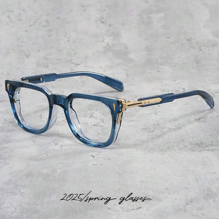 Limited Edition Handmade Retro Design Eyeglass Frame In Mint Translucent Green, Fresh And Artistic - Đen và xám - Xem 1