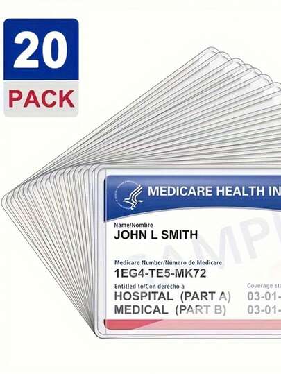 20pcs Transparent Card & Credit Card Size Protective Sleeves, Soft Waterproof PVC Plastic, Waterproof, Anti-Magnetic Protection For Credit Cards, Membership Cards, Applicable For All Cards, Business Card Holder