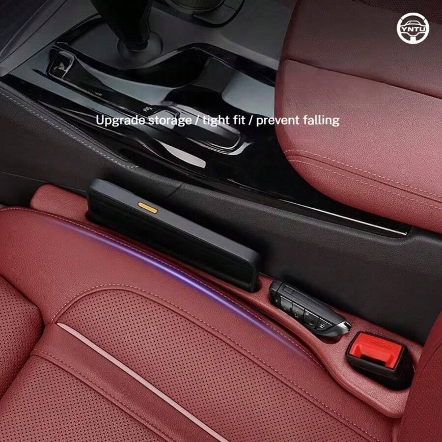 2 Stücke Auto Sitz Lücke Füller Organizer, Auto Sitz Aufbewahrung, Anti-Rutsch Anti-Leck Auto Aufbewahrungsorganizer, Universelles Auto Zubehör, kann Handy, Schlüssel, Karten aufbewahren.