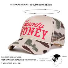 1 Stück Damen HOWDY HONEY Trucker Hut, Persönlichkeit Buchstaben Muster Baseball Kappe, Streetwear Mode Mesh Kappe, Outdoor Sonnenschutz Lässig Hut für Frühling, Herbst, Reisen, Strand - Mehrfarbig - Übersicht 2