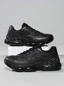 1双男士户外休闲跑步鞋，公路慢跑休闲通勤运动鞋 - 黑色 - 查看 12