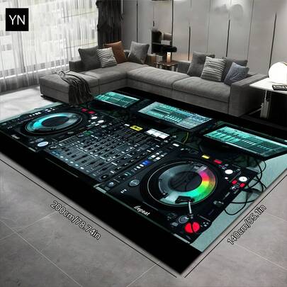 Professional DJ Equipment Patterned Floor Mat, Soft Floor Mat, Machine Washable, Kitchen Floor Mat, Living Room Carpet, Bedroom Carpet, Decorative Carpet, Indoor Carpet, Kitchen Carpet, Bathroom Floor Mat, Outdoor Doormat, Floor Mat
