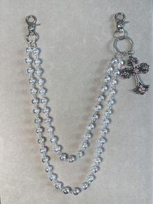 十字水钻裤链、龙虾扣腰链、钱包链、复古链、双层链、嘻哈朋克风、牛仔裤链、口袋链、男士钥匙扣、多元素裤链 - 彩色 - 查看 3