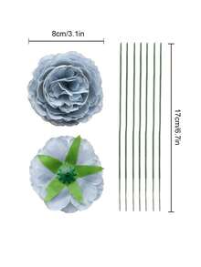 12/24pcs Artificial Peony Flowers With Stems, Suitable For Wedding Party Decor, Cake Decor, Living Room & Dining Table Decor, Fake Plants, Autumn Decor, Room Decor, Desktop Decor, Garden Decor, Home Decor, Back To School Supplies - Dusty Blue - View 3