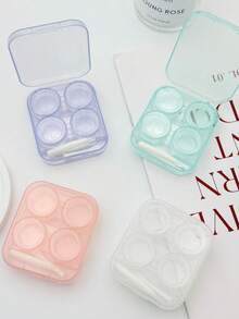 1 Set - 2pcs Portable Transparent Minimalist Contact Lens Case, Suitable For Summer Use - Multicolor - View 6