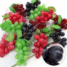 1-12pcs Artificial Realistic Grape Bunches, Black Purple Red Green Rubber Fruit Decor, Suitable For Bowl Fillers, Wedding Party Home Fruit Wine Decoration - Multicolor - View 5
