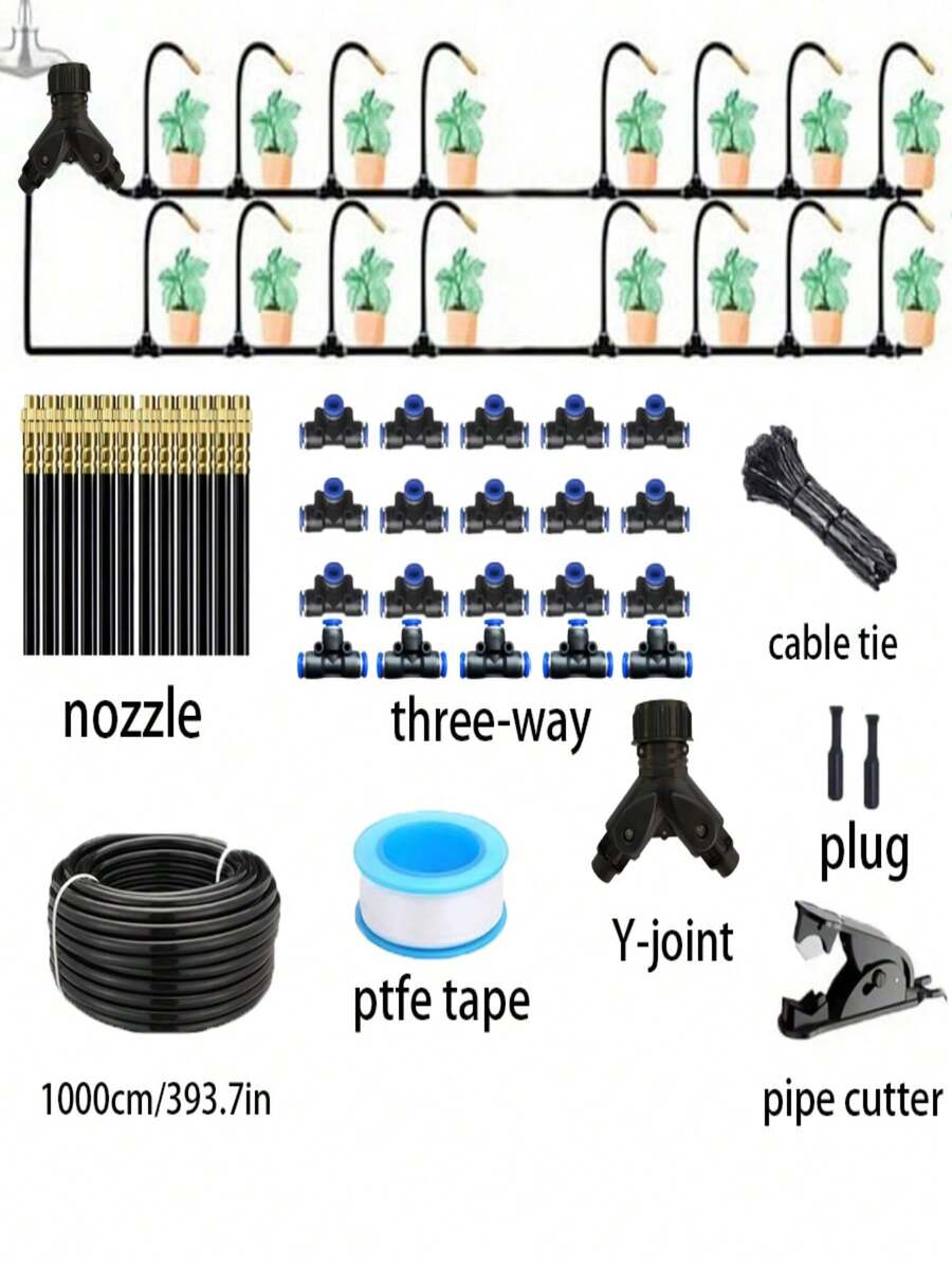 Hệ thống tưới nhỏ giọt, bộ dụng cụ tưới nhỏ giọt tự động, đầu nhỏ giọt điều chỉnh được, thích hợp cho hệ thống tưới vườn trong luống hoa, luống cây trên cao, bãi cỏ và nhà kính.