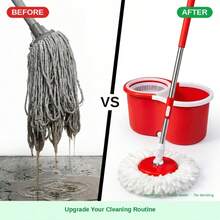 Spin Mop And Bucket With Wringer Set, 360° Spinning Mop Bucket System With 2 Microfiber Mop Replacement Heads And 61" Adjustable Handle For Floor Cleaning With Soap Dispenser (20QT) - 標準型-17吋(藍色) - 查看 9