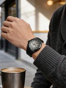 Fossil ME3206 男士骷髅头设计腕表，灰色不锈钢表带，自动机械机芯，简约运动腕表，完美的生日/周年纪念礼物 - 灰色 - 查看 4