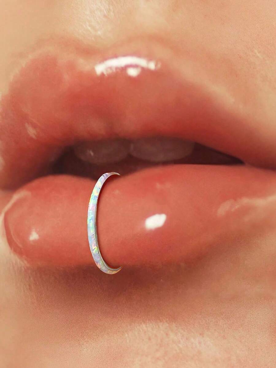 1 pezzo Anello a cerchio cerniera in acciaio inossidabile, ipoallergenico, 16G/18G/20G, per setto nasale, labbro, cartilagine, trago, elice, daith, rook, ecc., blu/rosa, 6mm/8mm/10mm, per lobo, ombelico, capezzolo, ecc., gioielli per piercing unisex - N016 - Visualizzare 1