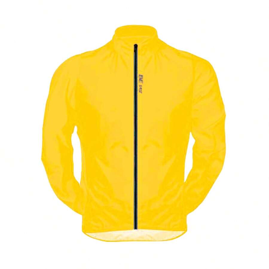 Unisex Cycling Windbreaker Jacket With Pockets, Water Resistant, Yellow - Yellow - View 1
