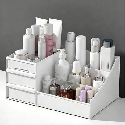 Caja de almacenamiento de maquillaje con cajones, organizador de productos de cuidado de la piel, adecuado para tocador, encimera, gabinete de baño, puede almacenar brochas, lociones, lápices labiales, perfumes