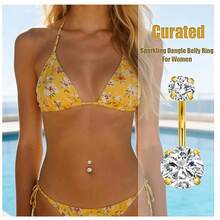 Bộ khuyên rốn 14G 10mm, 2 chiếc bằng thép không gỉ mạ vàng/bạc, kiểu bấm ngược, khuyên rốn nổi, đính đá CZ, dành cho nữ. - Bạc - Xem 5