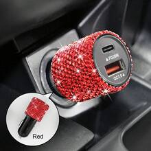 1 pièce Chargeur de voiture avec strass étincelants, chargeur rapide Type-C PD 20W et USB QC3.0, 12/24V universel pour voiture, camion, SUV, câble de charge rapide 3-en-1 pour téléphones, écouteurs, caméra de tableau de bord, GPS, drones, cadeau idéal pour anniversaire, vacances et accessoires automobiles - Chargeur de voiture - Voir 29