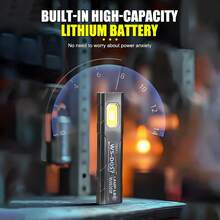 1pc Rechargeable Mini LED Keychain Flashlight, 800 Lumens, Portable Magnetic Pocket Torch Suitable For Work, Camping, Emergency, Automotive Use - 多色 - 查看 6