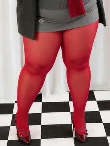 1 Pair Plus Size Sheer Red Opaque Tights Fashion Sexy Cute Style For Women Daily Commute Party Spring Autumn - Multicolor - View 6