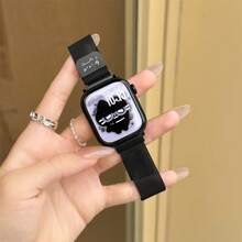 Dây đeo kim loại hình mèo hoạt hình, thiết kế lưới thoáng khí, tương thích với Apple Watch Series 1/2/3/4/5/6/7/8/9/10/SE/Ultra, phù hợp với các kích thước 38mm 40mm 41mm 42mm 44mm 45mm 49mm, khóa nam châm tháo nhanh, phong cách ngọt ngào và cá tính dành cho nữ. - màu đen - Xem 10