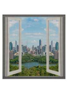 Red de ventana de verano gris, mosquitera de malla, cortina de puerta invisible, ventana autoadhesiva, fácil de instalar - ventana de pantalla gris - Ver 93