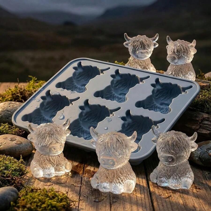 1 Pc Mini Highland Cow Ice Cube Mold - Cute 3D Ice Cubes Suitable For Drinks, Parties, And Gifts - 彩色 - 查看 1