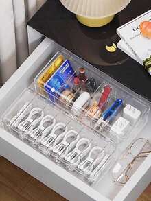 1 pieza Caja de almacenamiento multifuncional para extensiones de pestañas, caja de almacenamiento de cables de datos, organizador de herramientas de maquillaje de pestañas postizas, caja a prueba de polvo, caja de almacenamiento de artículos domésticos pequeños, caja a prueba de polvo para herramientas de extensión de pestañas. - transparente - Ver 4