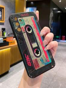 1 pieza Funda de teléfono retro tipo cámara de casete a prueba de golpes compatible con Apple/Galaxy - Negro - Ver 6