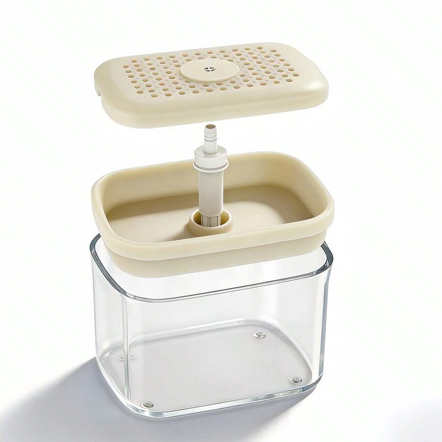 1/2个装高品质厨房皂液器 - 带海绵架、水槽泵、可填充式洗洁精分配器 - 多色 - 查看 1