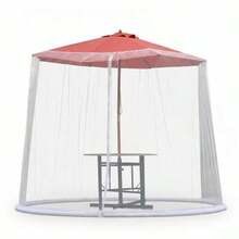 Center Pole Umbrella With Mosquito Net, 2-In-1 Waterproof Windproof Patio Sun Shade Shelter With Mesh Canopy For Garden Backyard Camping Beach - Sun Protection Umbrella With Netting - 白色 - 查看 6