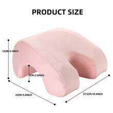 1pc Multifunctional Nap Pillow, Ergonomic Design Sleeping Pillow With Embedded Slow Rebound Memory Foam U-Shaped Pillow, Breathable Hollow, Removable Cover, Suitable For Office, School, Travel And Other Occasions For Desktop Rest - Pink - View 9