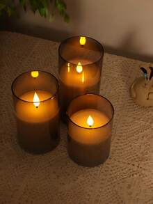1/2/3pcs Flameless Candles With Remote Control And Timer Function, Suitable For Home Decor, Wedding, Table Centerpiece, Halloween And Christmas Decoration, Party Decor, Gift - Black - View 5
