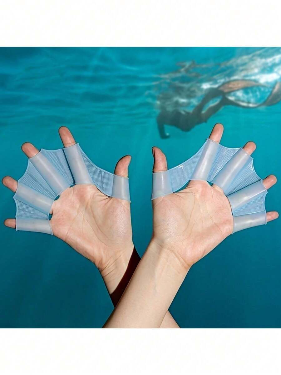 潜水脚蹼、蓝色游泳脚蹼、自由潜水硅胶蹼手套、手蹼、蹼状指蹼、成人男女全套游泳装备 - 藍色泳腳蹼 - 查看 1